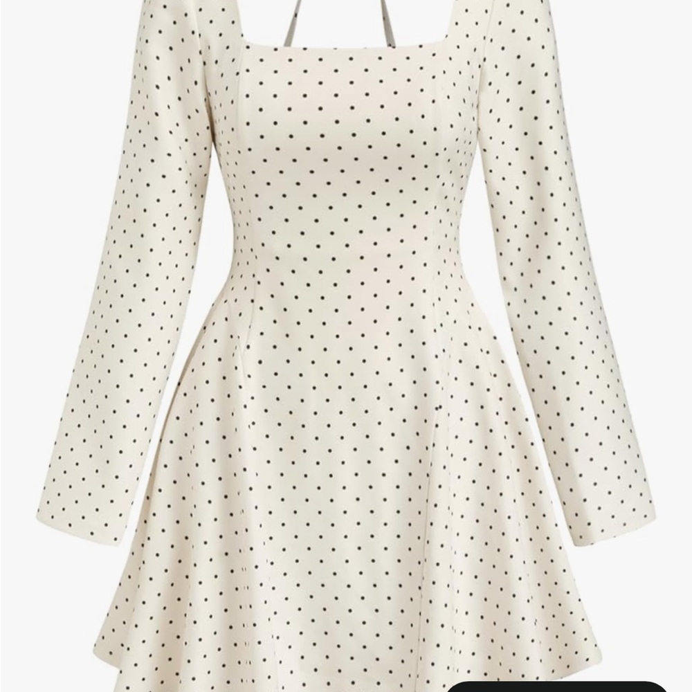 Cider Vintage Smocked White Polka Dot Long Sleeve Dress